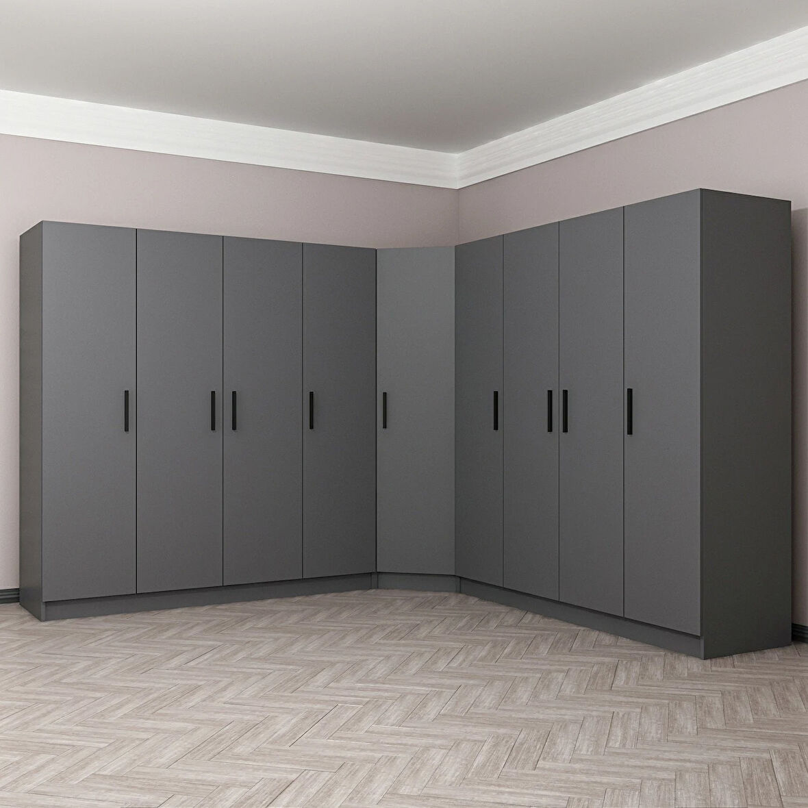 Minar Kale 9 Kapaklı 4 Ç Köşe Dolap Antrasit 190CM