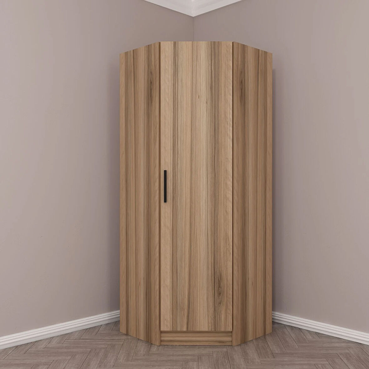 Kale Tek Kapaklı Köşe Zincir Dolap Dore Ceviz - 210CM