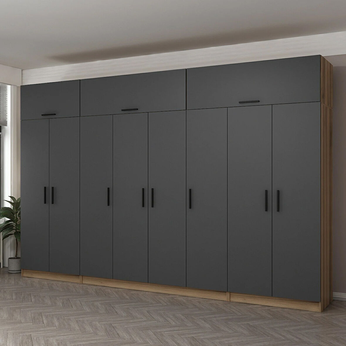 Minar Kale 8 Kapaklı 2 Ç Dolap Ve Yüklük Dore Antrasit 255CM