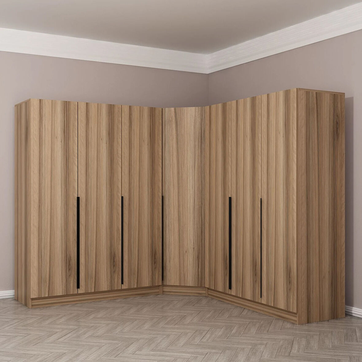 Kaleplus 7 Kapaklı 4 Çekmeceli Köşe Dolap Dore Dore Plus 210CM