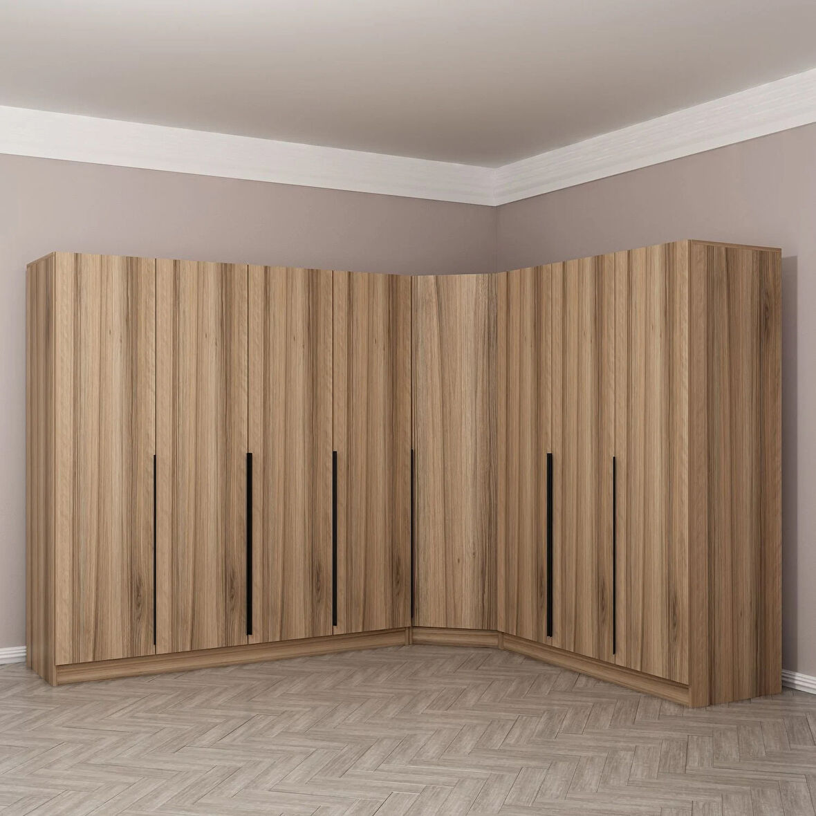 Kaleplus 8 Kapaklı 4 Çekmeceli Köşe Dolap Dore Dore Plus 210CM