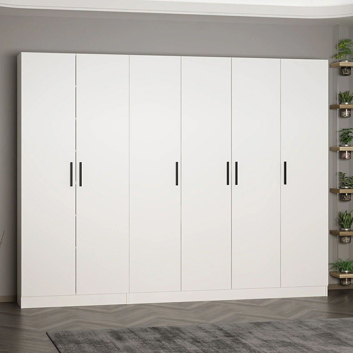 Minar Kale 210 Cm 6 Kapaklı 4B Raf Portmanto Beyaz