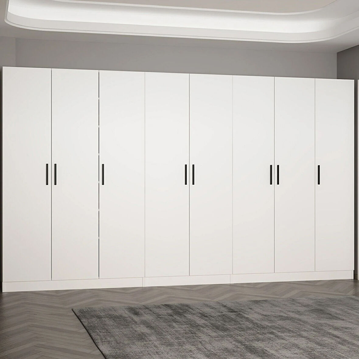 Minar Kale 210 Cm 8 Kapaklı 4B Raf Portmanto Beyaz