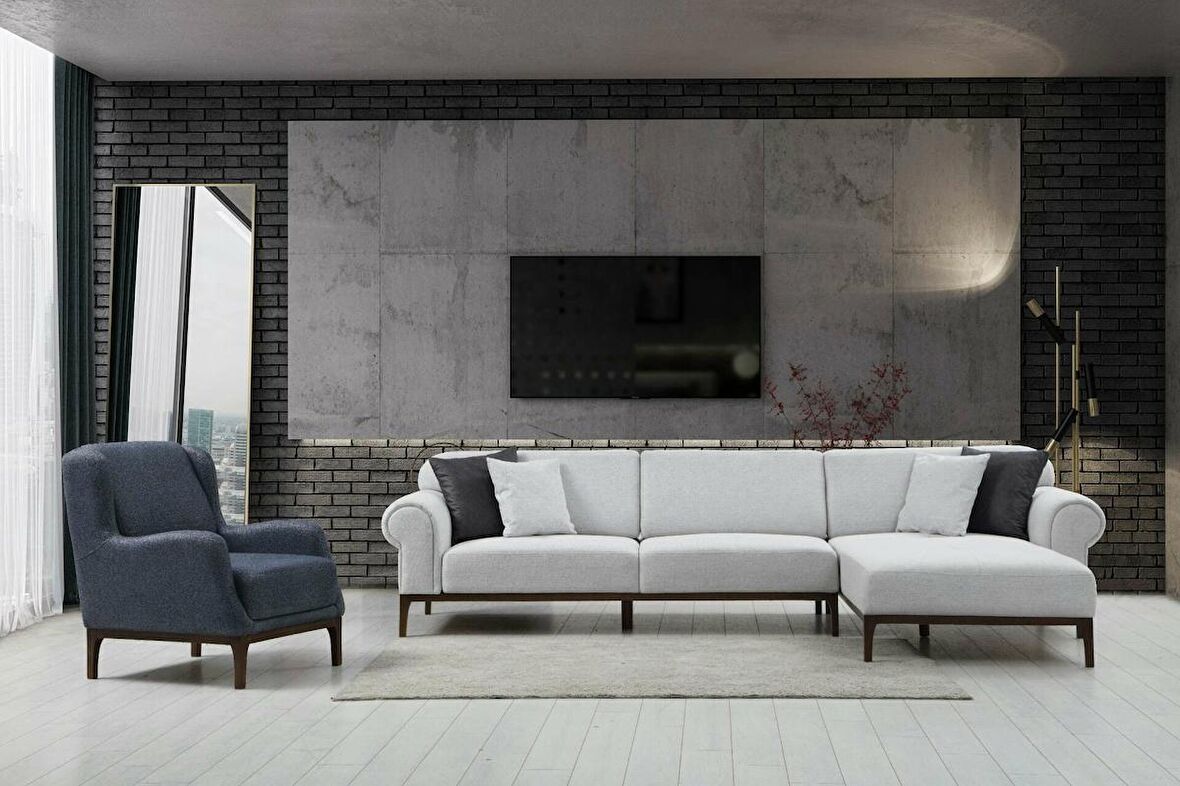 London Köşe  Takım+ Berjer (Ares Beyaz+Antrasit)