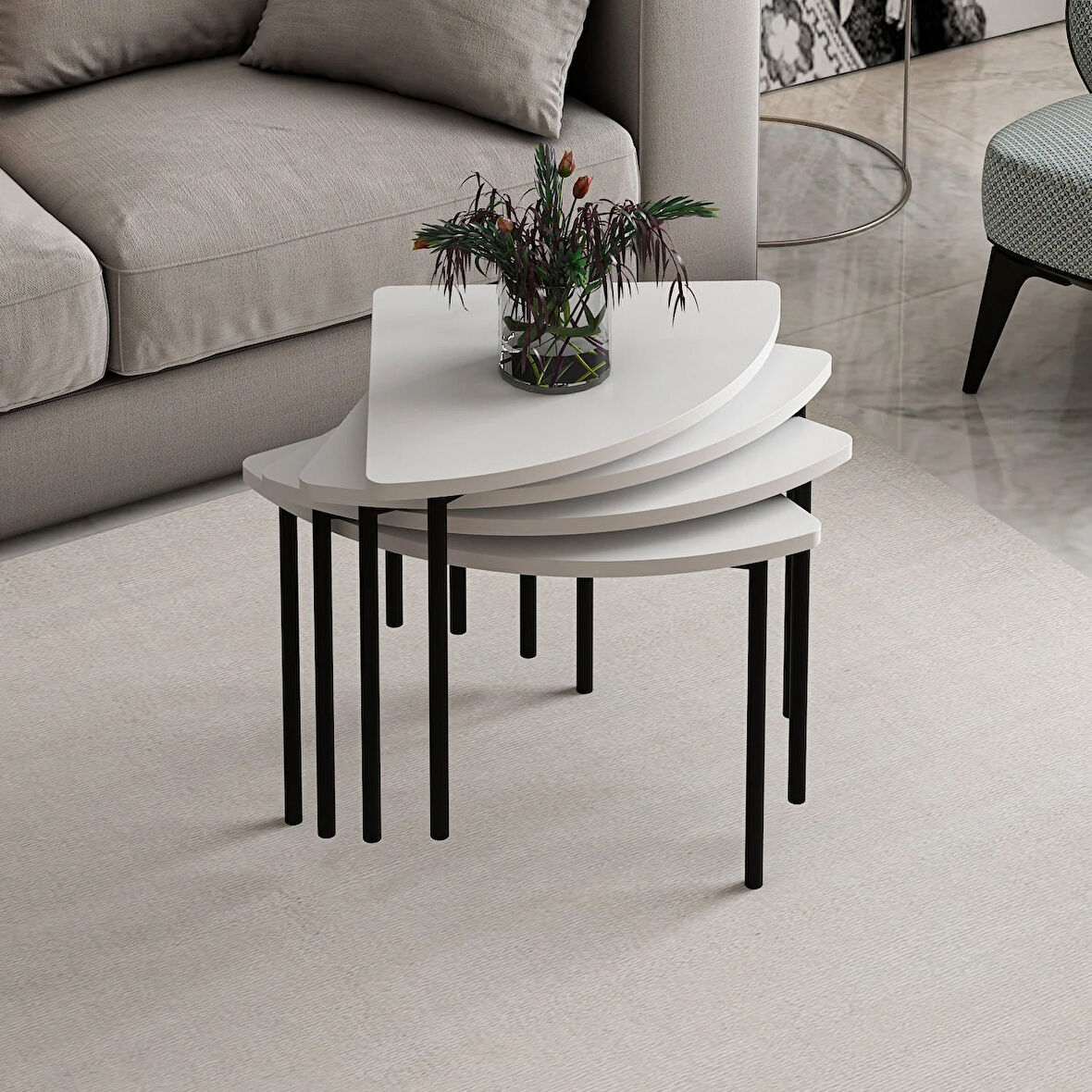 Emma Zigonlu Orta Sehpa - Beyaz/Beyaz