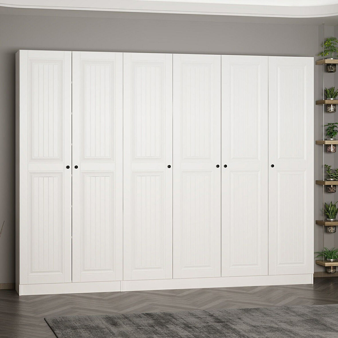 Minar Kale 210 Cm 6 Kapaklı 4B Raf Portmanto Byz Mbr İlkbahar Byz