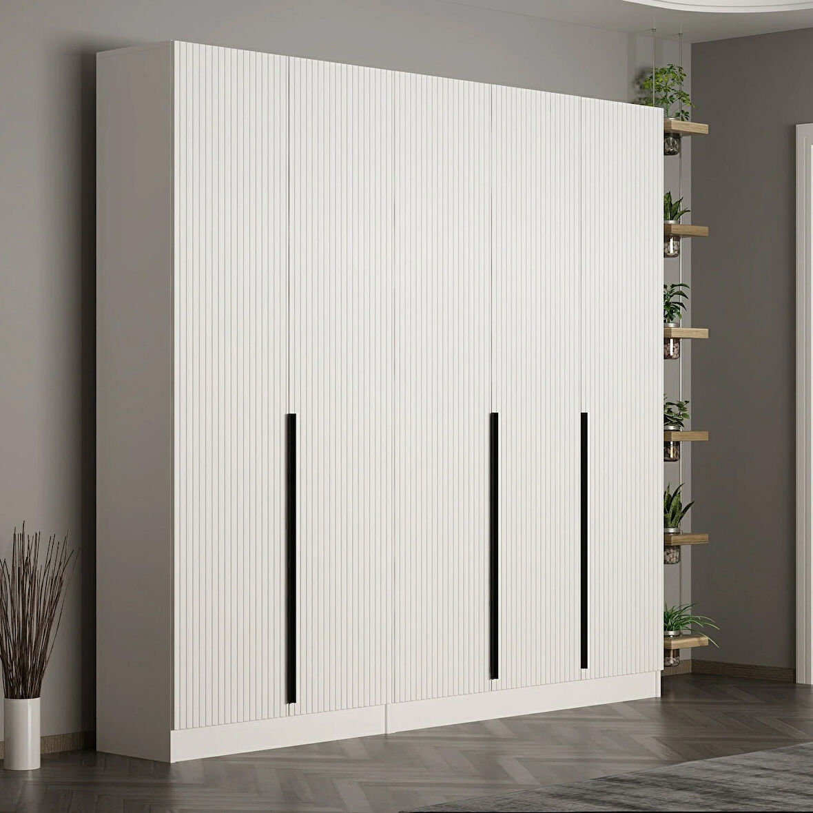 Minar Kale 210 Cm 5 Kapaklı 3B Raf Portmanto Byz Mbr Çizgili Byz