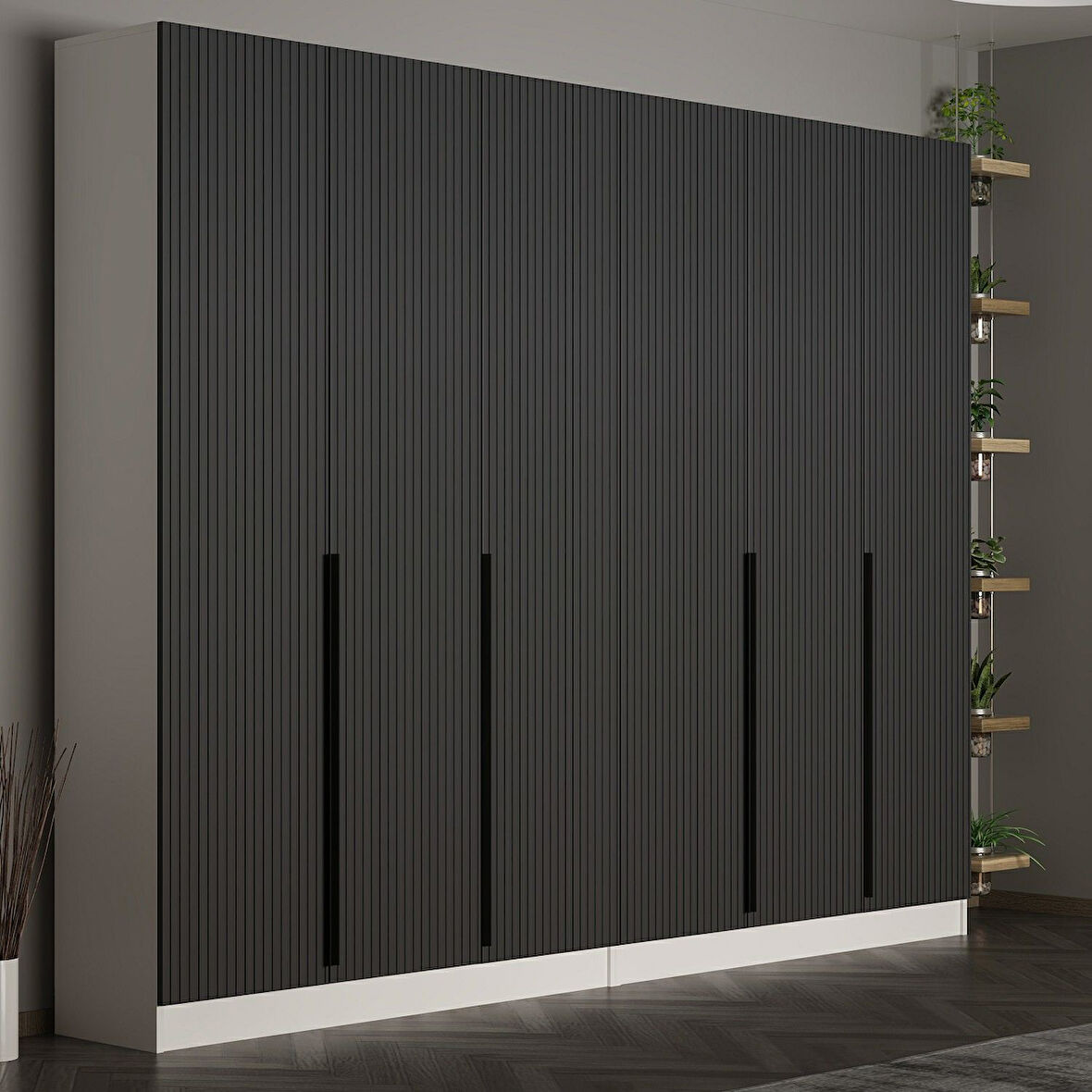 Minar Kale 210 Cm 6 Kapaklı 2B Raf Portmanto Byz Mbr Çizgili Ant