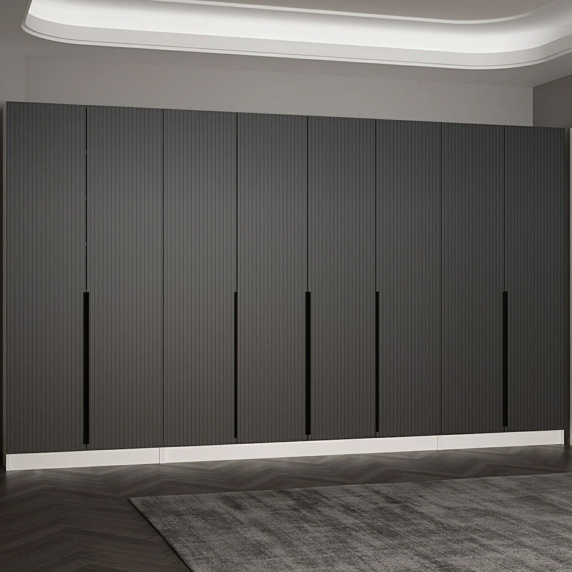 Minar Kale 210 Cm 8 Kapaklı 6B Raf Portmanto Byz Mbr Çizgili Ant