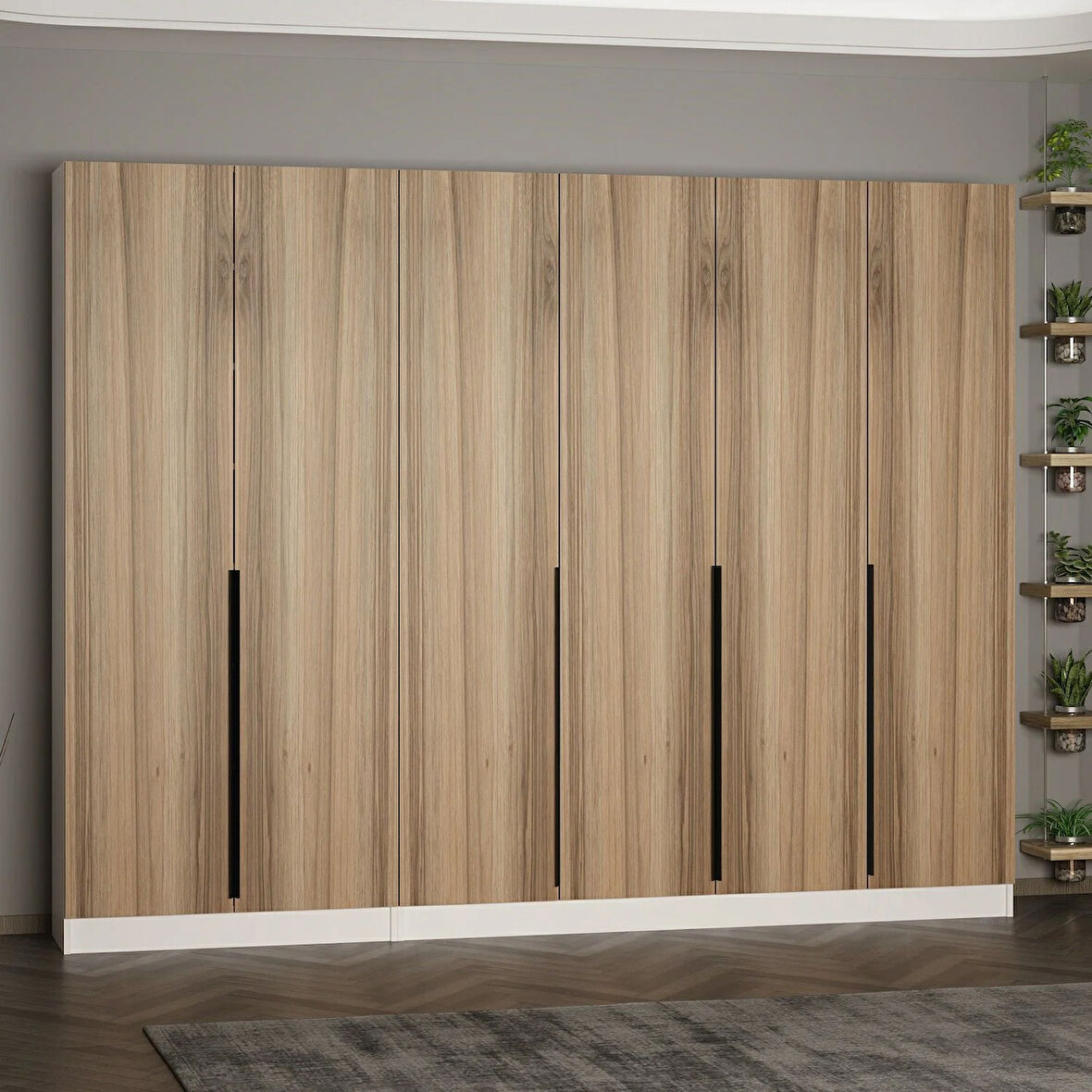 Minar Kale 210 Cm 6 Kapaklı 4B Raf Portmanto Beyaz Dore Plus