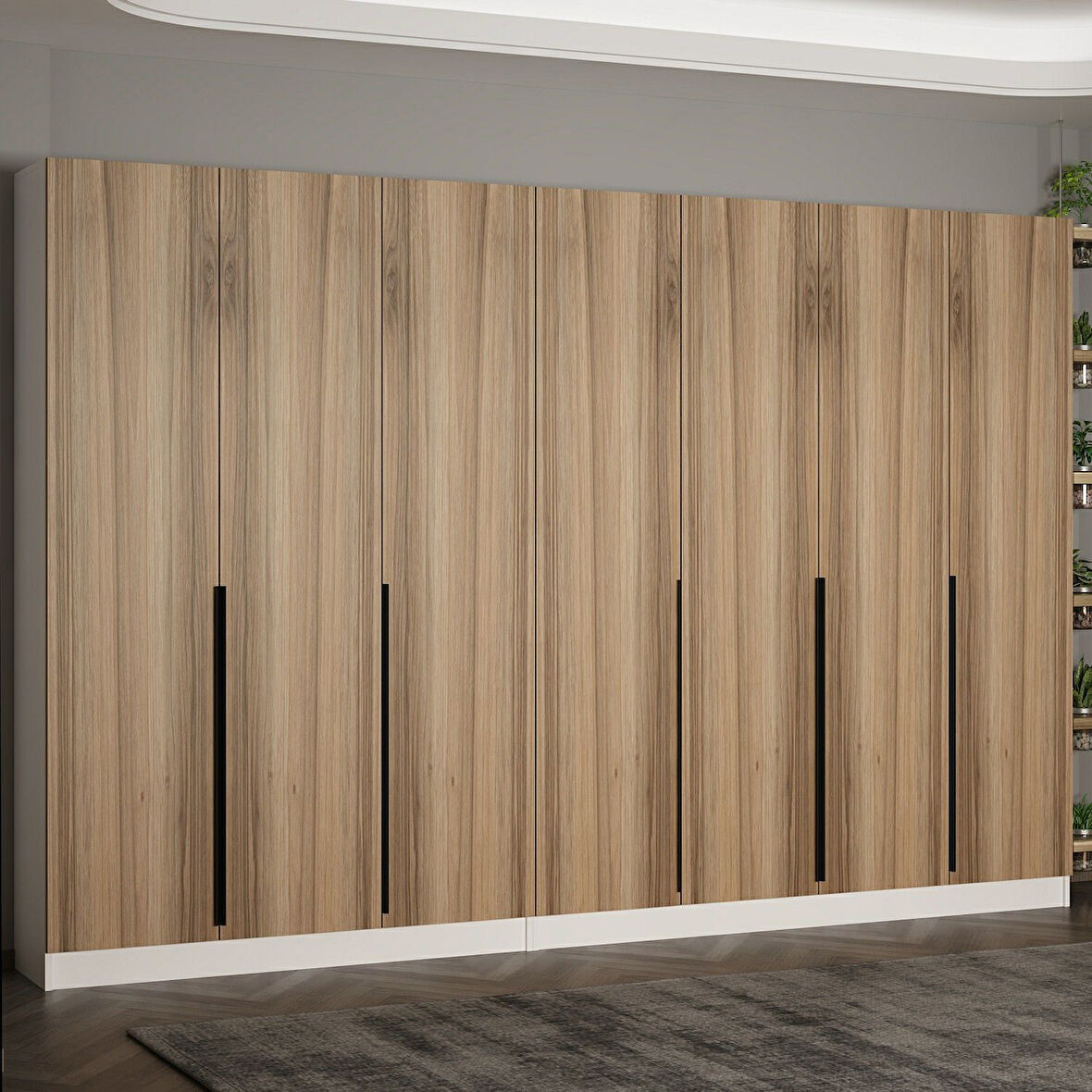 Minar Kale 210 Cm 7 Kapaklı 3B Raf Portmanto Beyaz Dore Plus