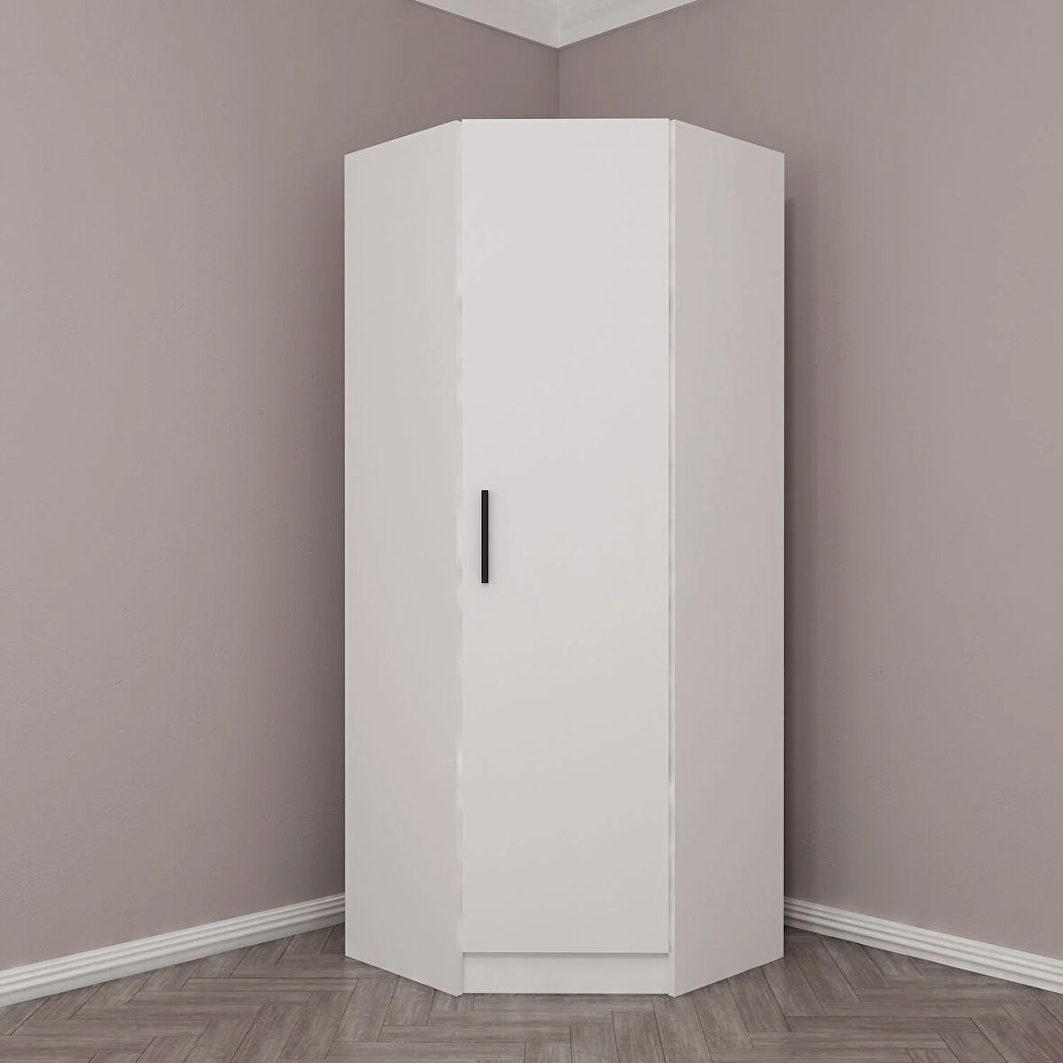 Kale Tek Kapaklı Köşe Zincir Dolap Beyaz - 190CM