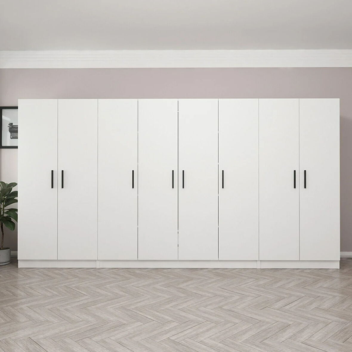 Kale 8 Kapak 2 Çekmece Zincir Dolap - Beyaz 190CM