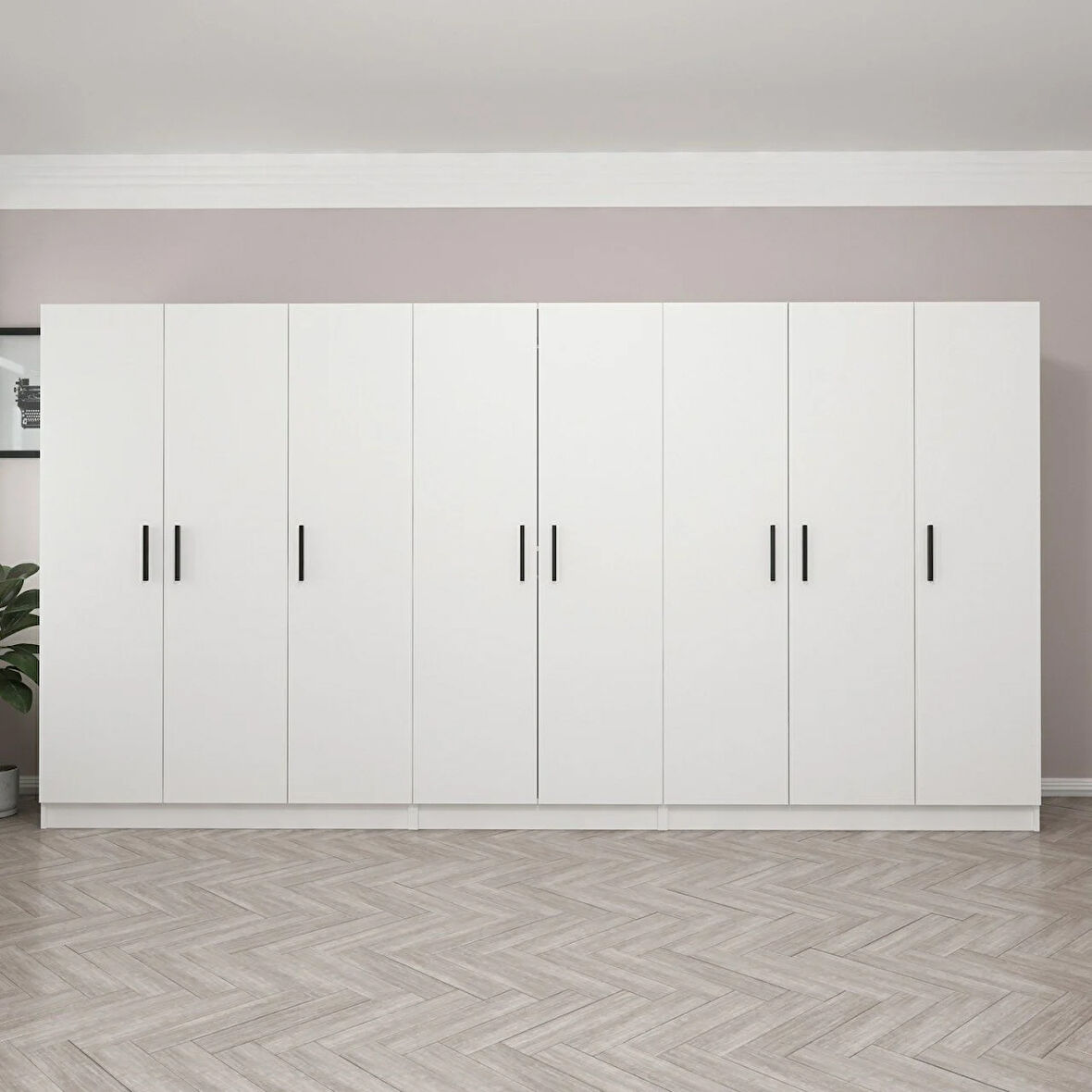 Kale 8 Kapak 4 Çekmece Zincir Dolap - Beyaz 190CM