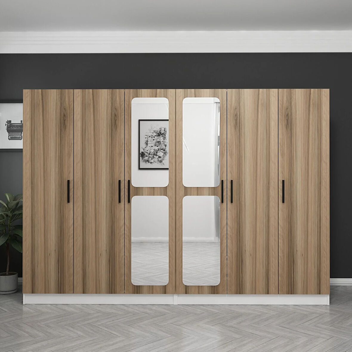 Kale 6 Kapaklı Aynalı 4Ç Dolap - Dore 190CM