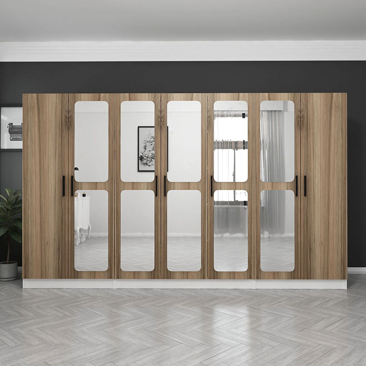 Kale 7 Kapaklı Aynalı 2Ç Dolap - Dore 190CM