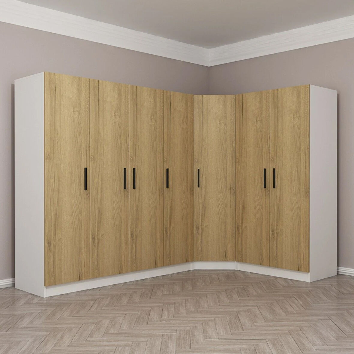 Kale 7 Kapaklı 2Ç Köşe Dolap - Pera Ceviz 190CM