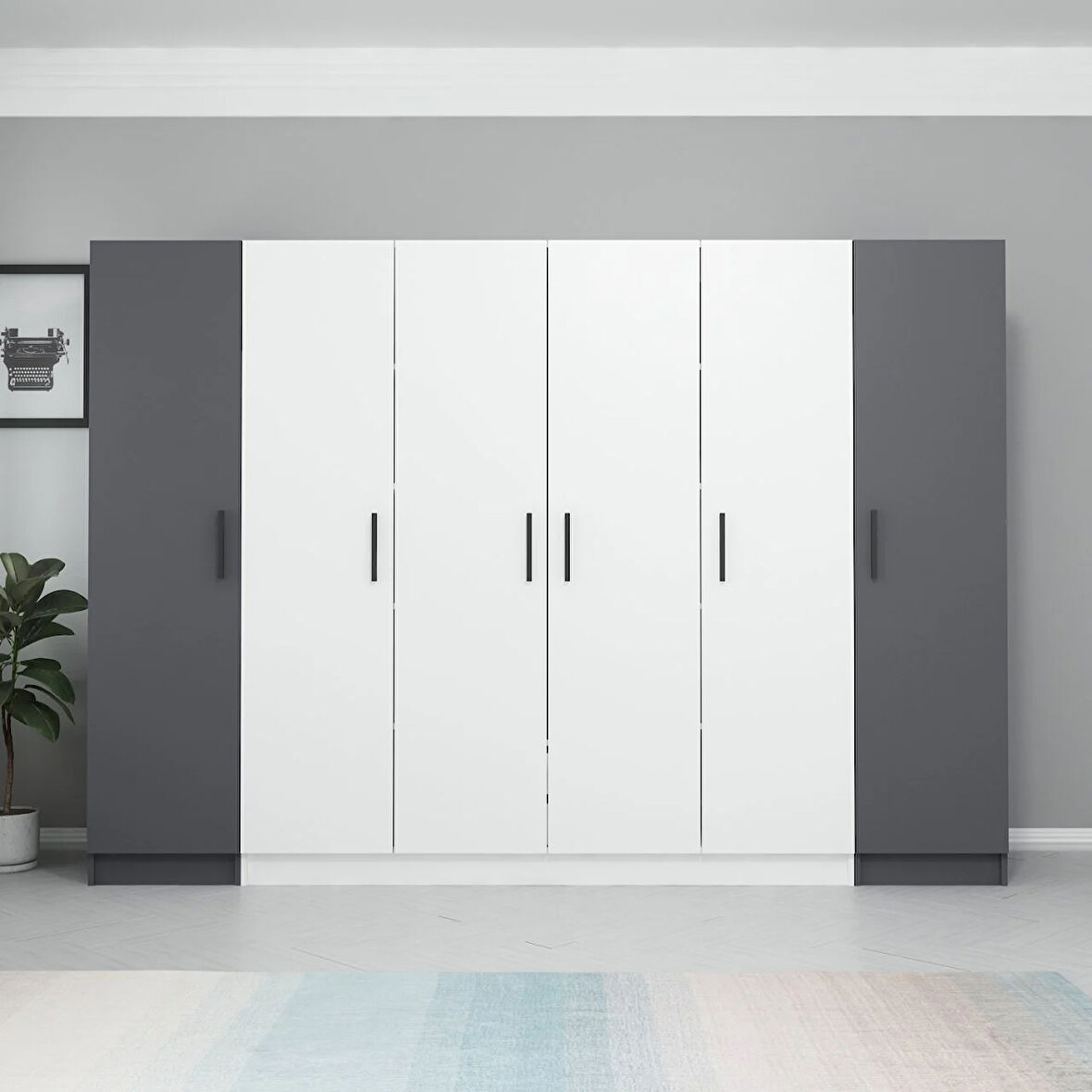 Kale 6 Kapaklı 2Ç Zincir Dolap - Beyaz Antrasit