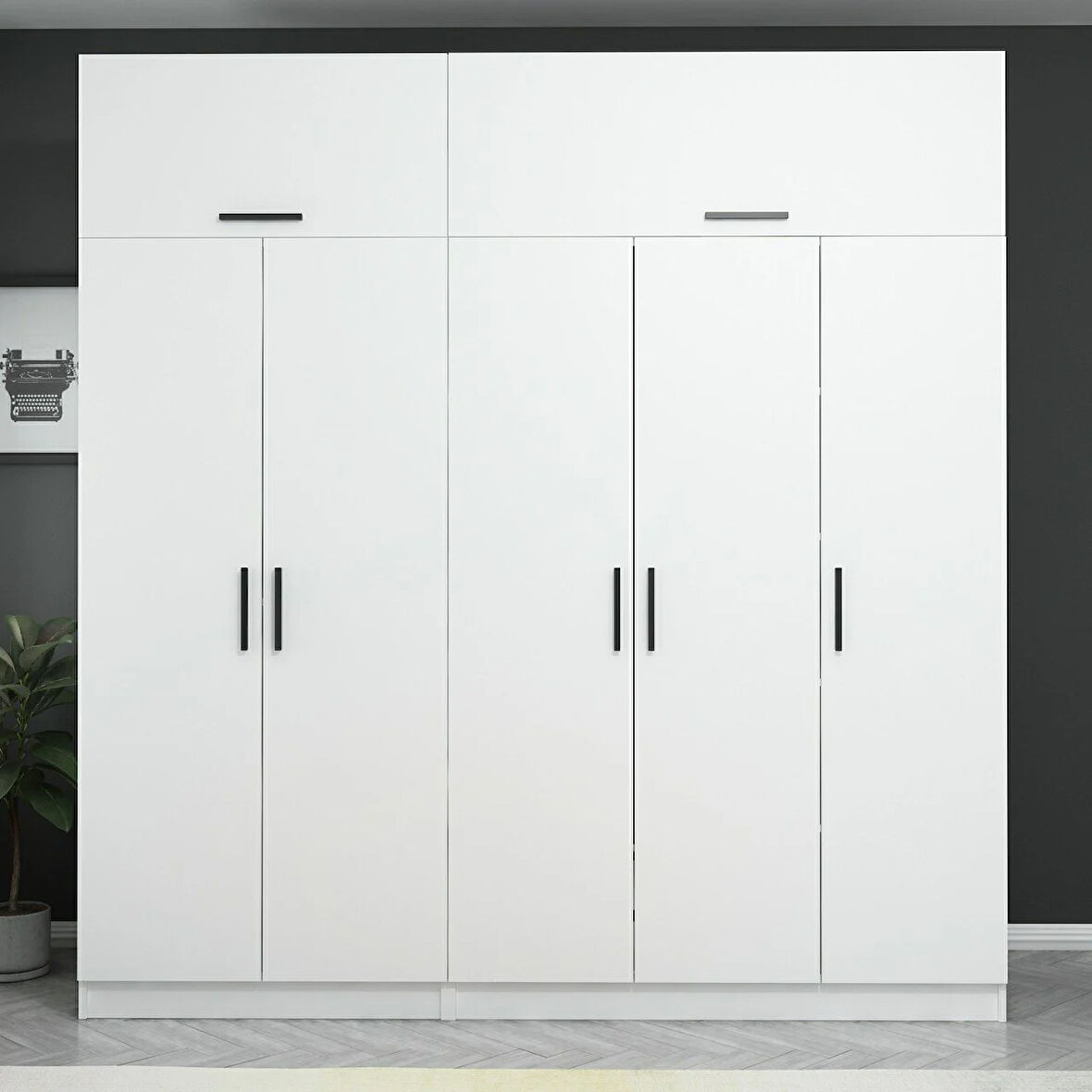 Kale 5 Kapaklı Zincir Dolap-Yüklük - Beyaz 235CM