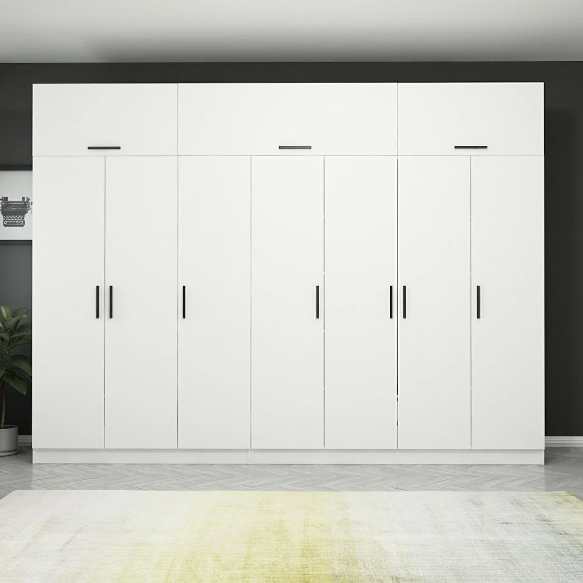 Kale 7 Kapaklı Zincir Dolap-Yüklük - Beyaz 235CM