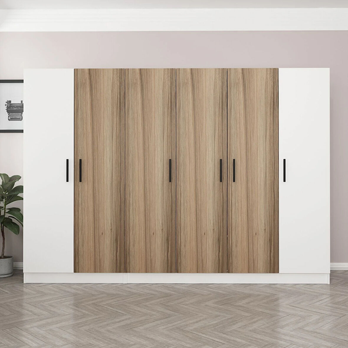 Kale 6 Kapaklı 2 Çekmeceli - Dolap - Beyaz/Dore