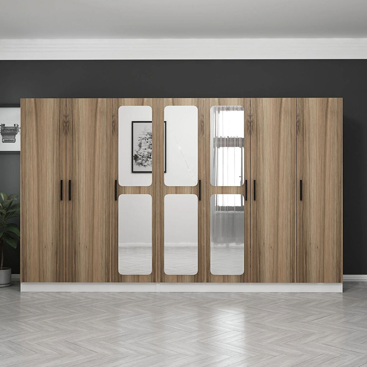 Kale 7 Kapaklı Aynalı 4Ç Dolap - Dore 210CM