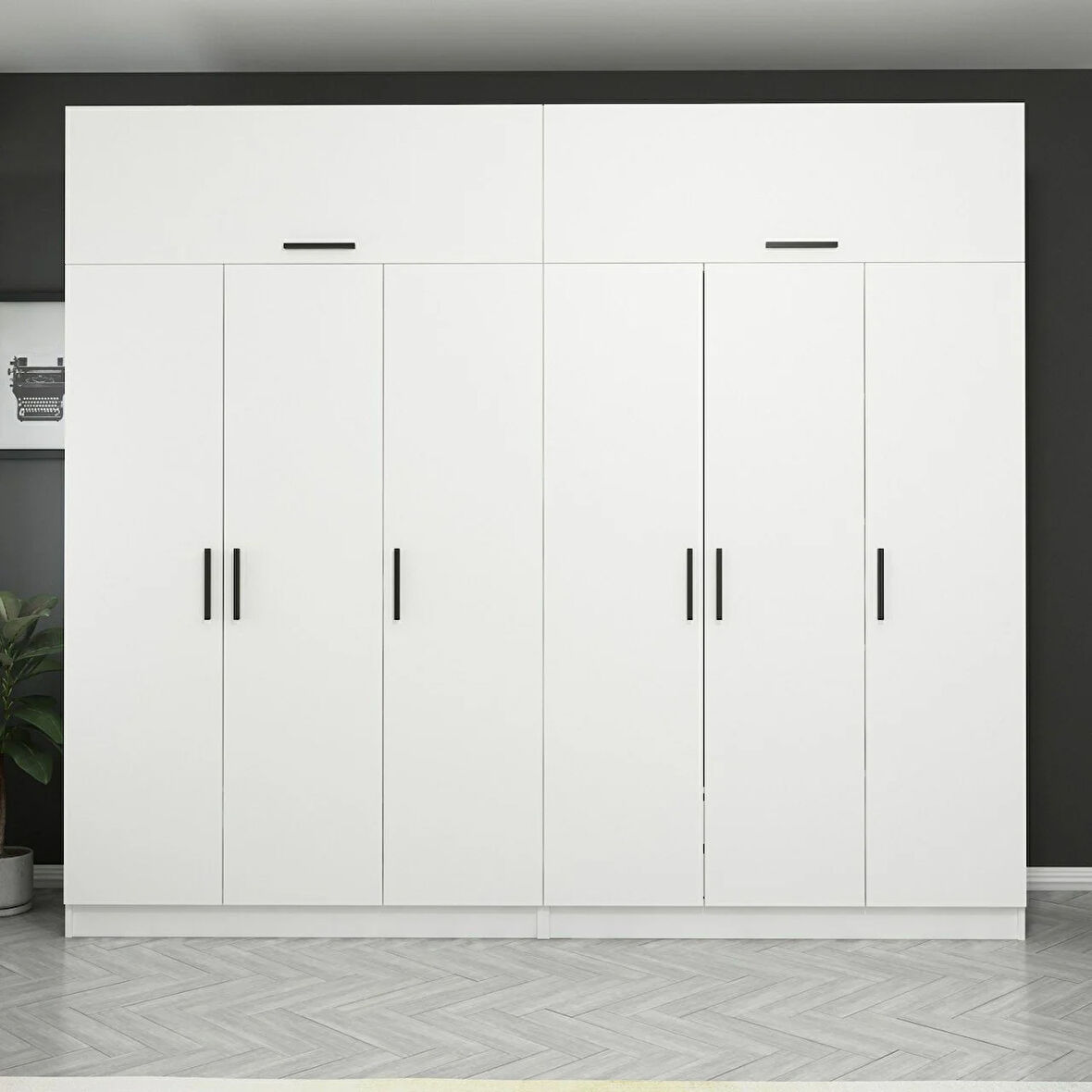 Kale 6 Kapaklı 4Ç Zincir Dolap-Yüklük - Beyaz 255CM