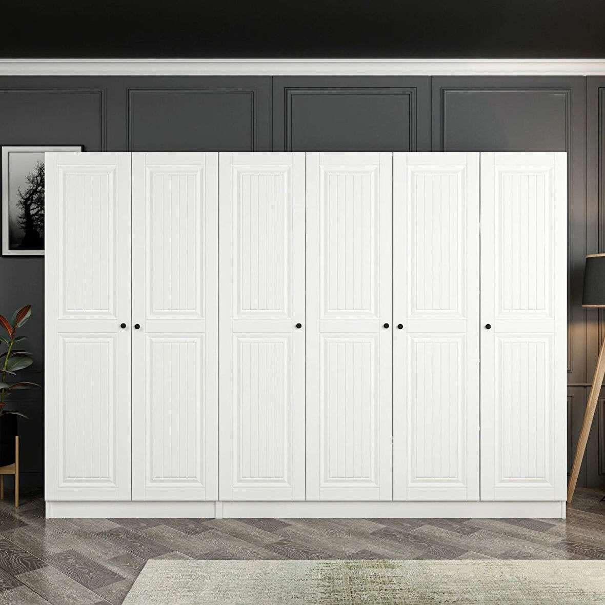 Kale 6 Mebran Kapaklı 2Ç Dolap - Beyaz 210CM