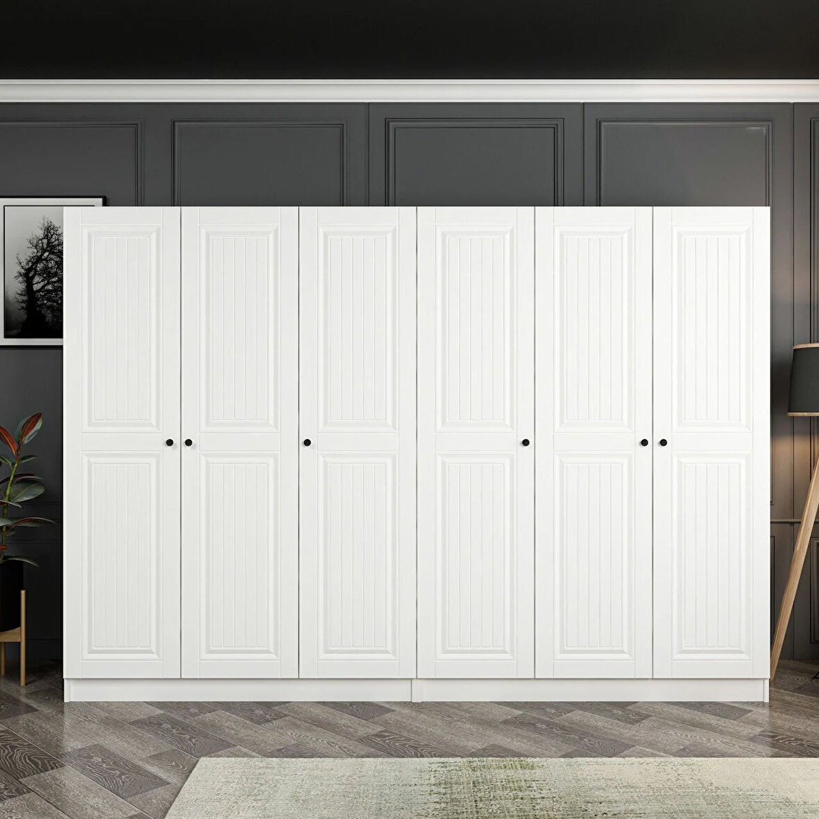 Kale 6 Mebran Kapaklı 4Ç Dolap - Beyaz 210CM