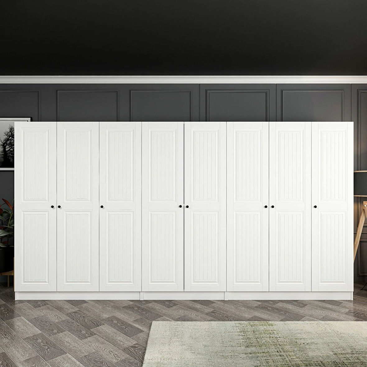 Kale 8 Mebran Kapaklı 4Ç Dolap - Beyaz 210CM