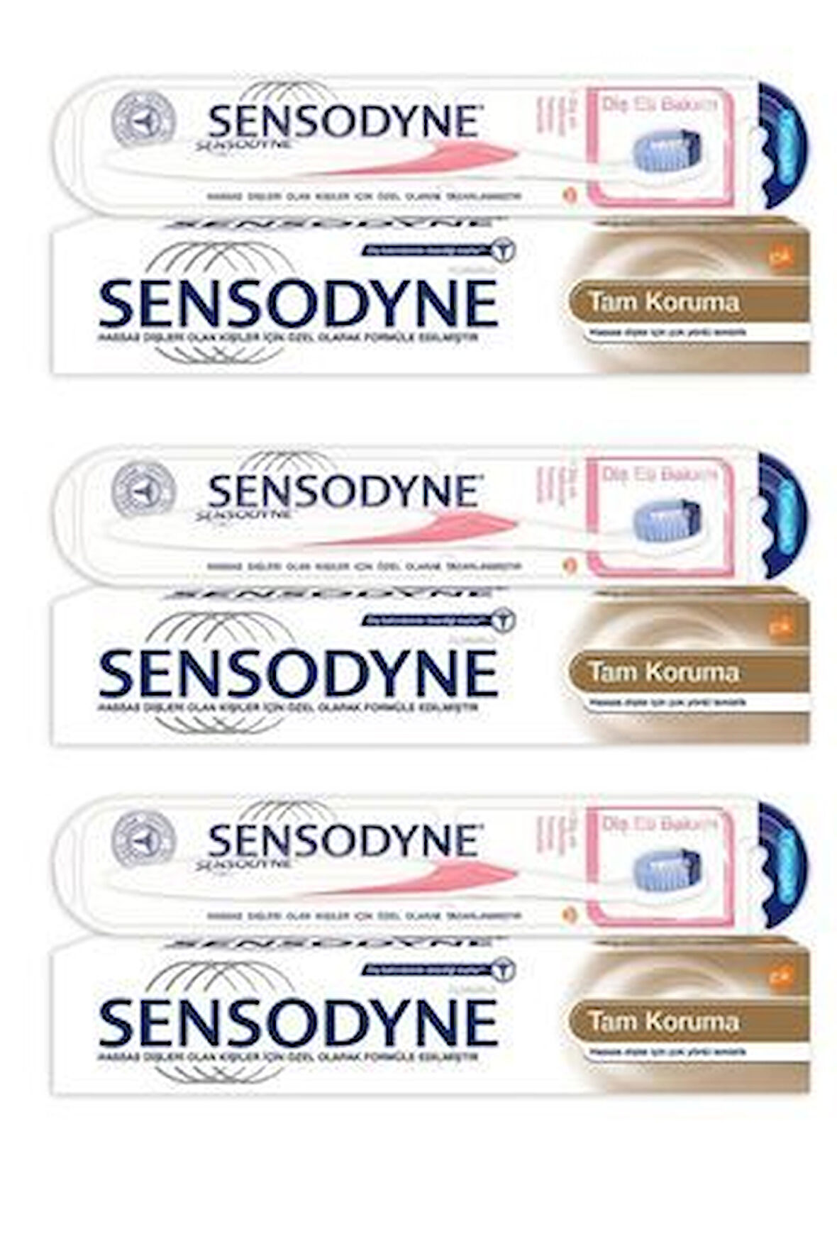 Sensodyne Tam Koruma Diş Macunu 75Ml + Diş Eti Bakımı Fırça Seti X3 ADET