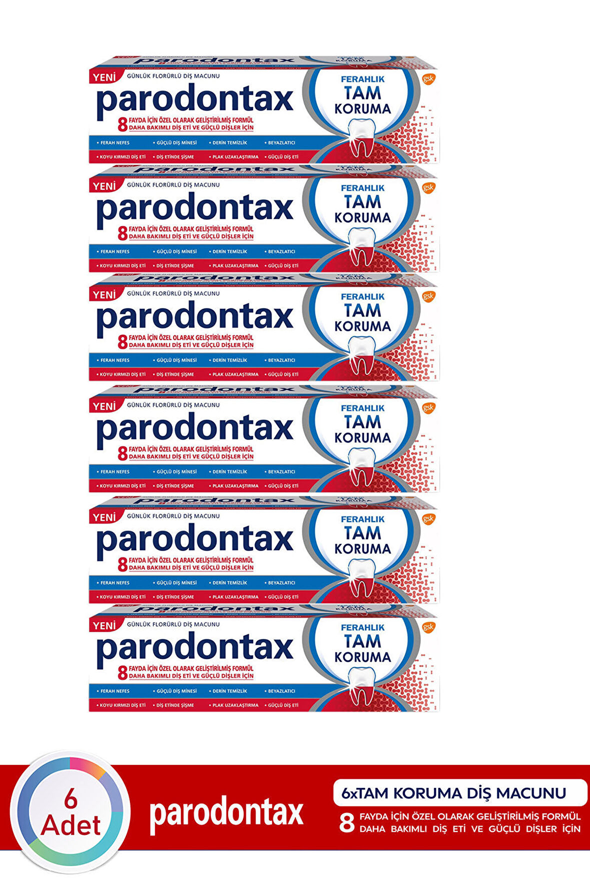 Parodontax Tam Koruma Ferahlık Diş Macunu 50 ML X 6 Adet