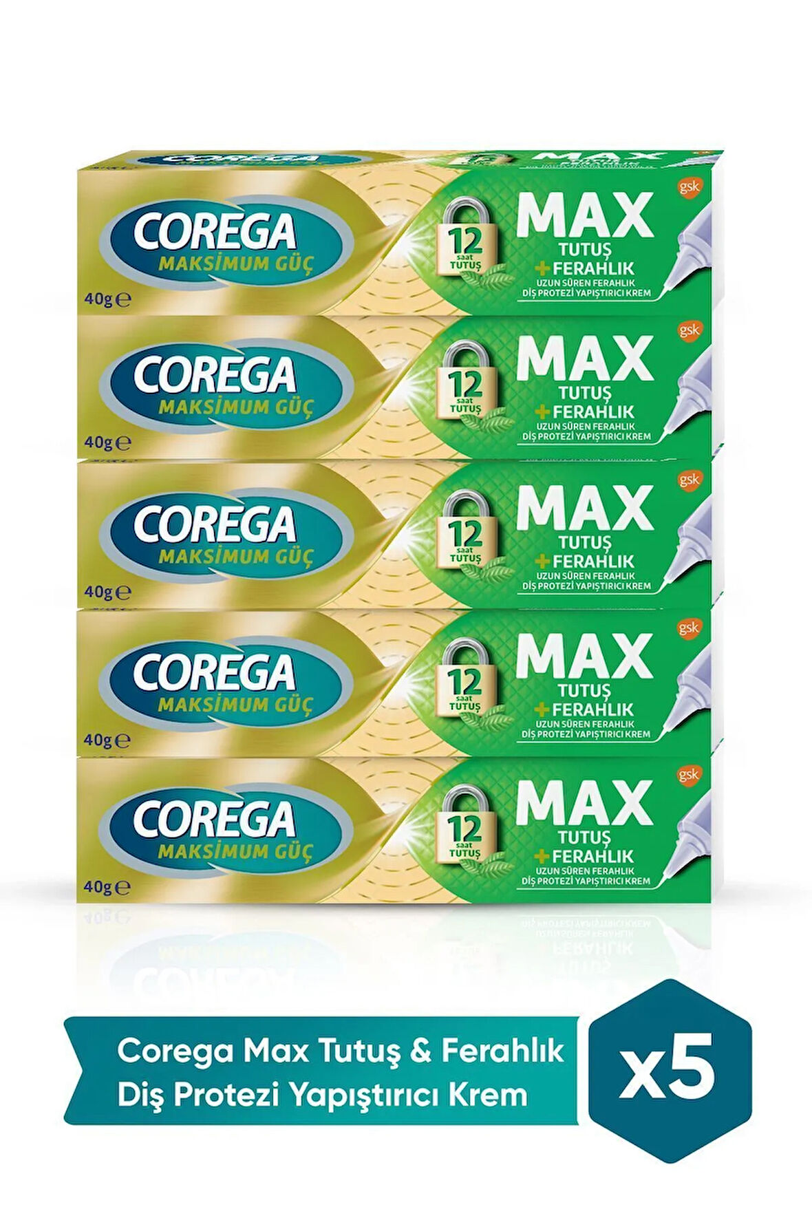 Max Tutuş & Ferahlık Diş Protezi Yapıştırıcı Krem 40g X 5 Adet