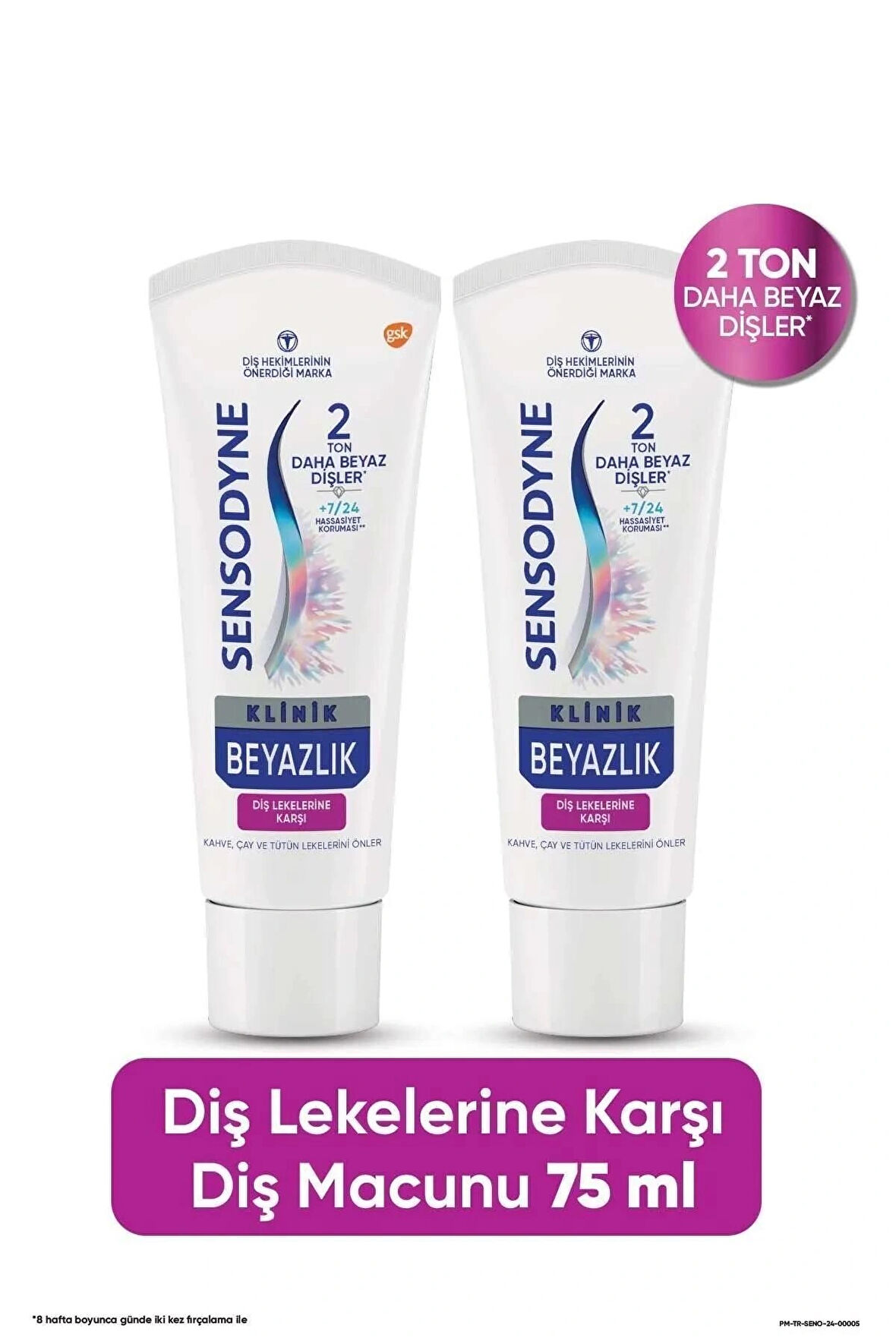 Sensodyne Diş Macunu Klinik Beyazlık Diş Lekesi 75 ml x 2 ADET