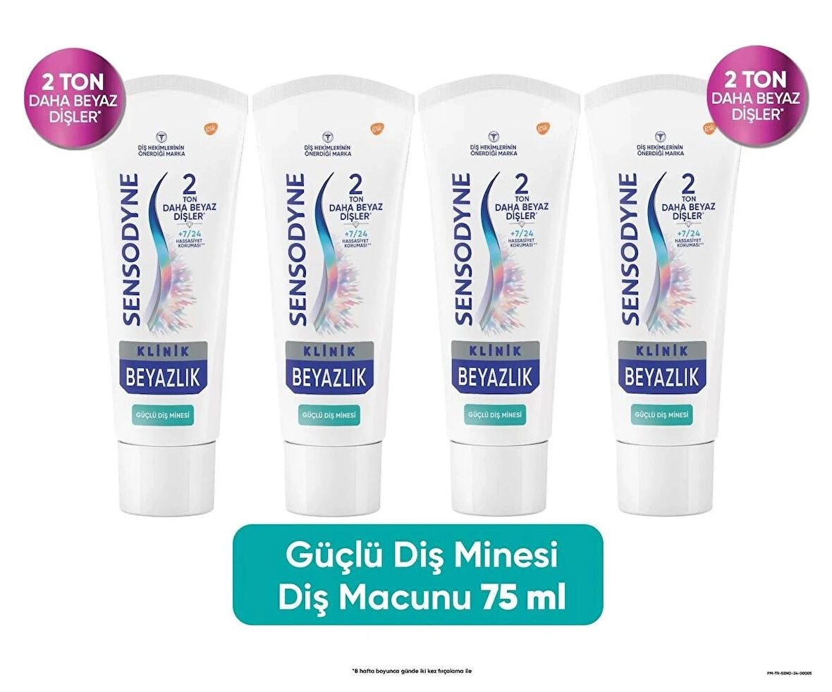 Sensodyne Diş Macunu Klinik Beyazlık Güçlü Diş Minesi 75 ml x 4 ADET