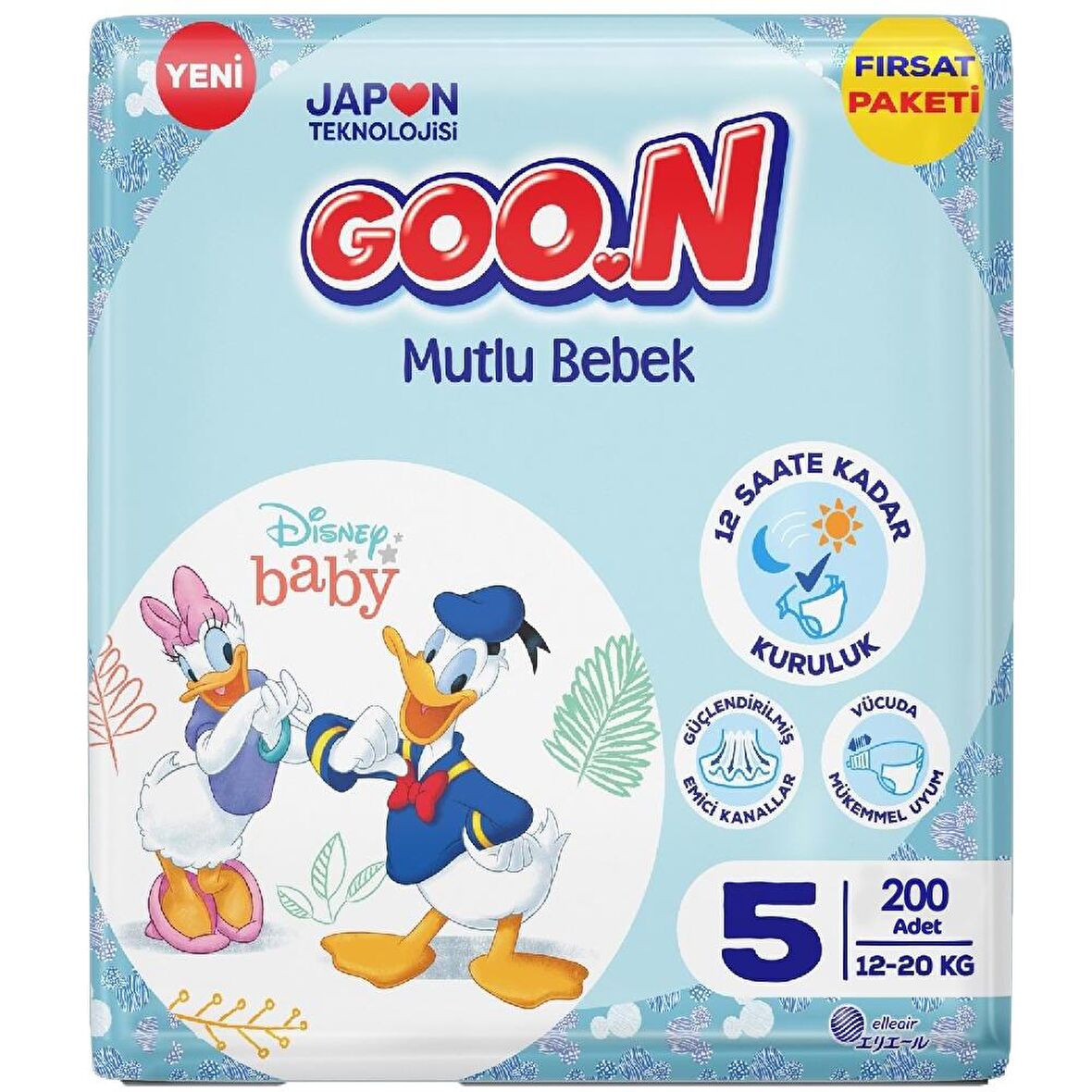 Goon Bebek Bezi Mutlu Bebek 5 Numara 12-20 Kg Aylık Fırsat Paketi 200'lı