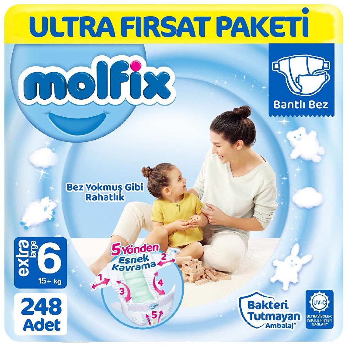 Molfix 6 Numara X Large 248'li Bel Bantlı Bez