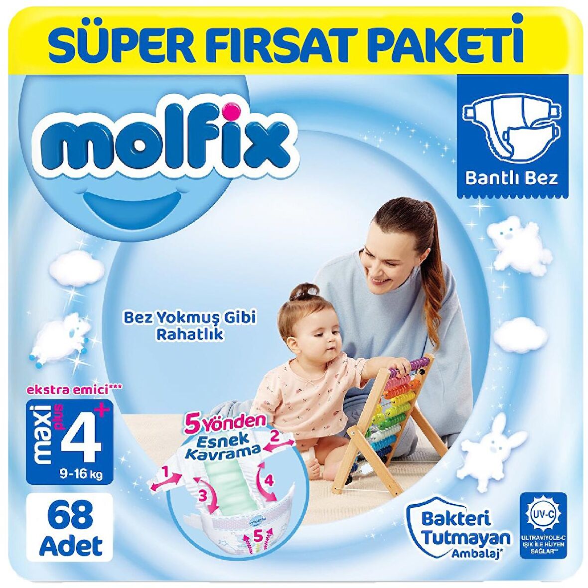 Molfix Bebek Bezi 4+ Beden Süper Fırsat Paketi 68 Adet