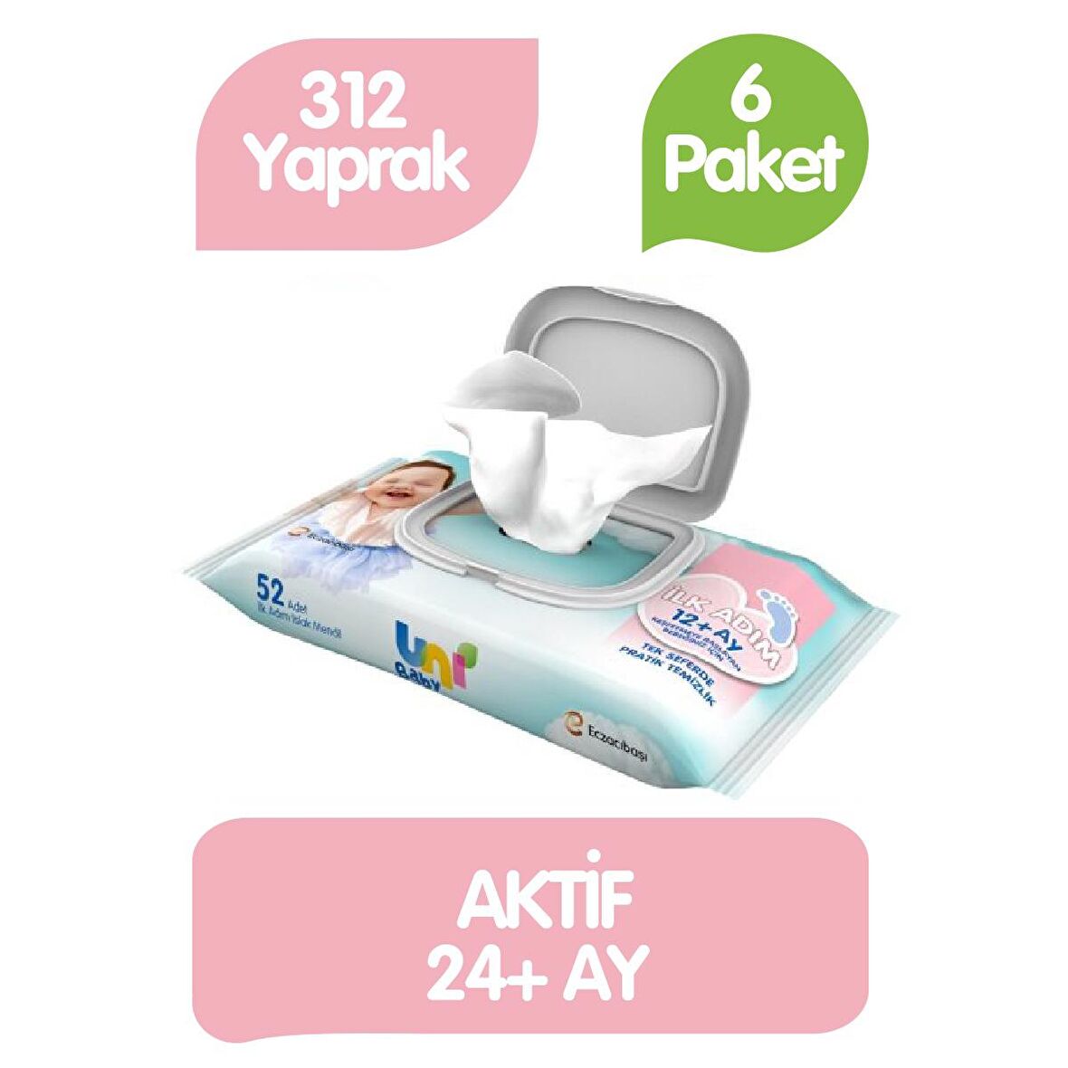 Uni Baby İlk Adım Islak Havlu  Mendil 52x6 312 Yaprak