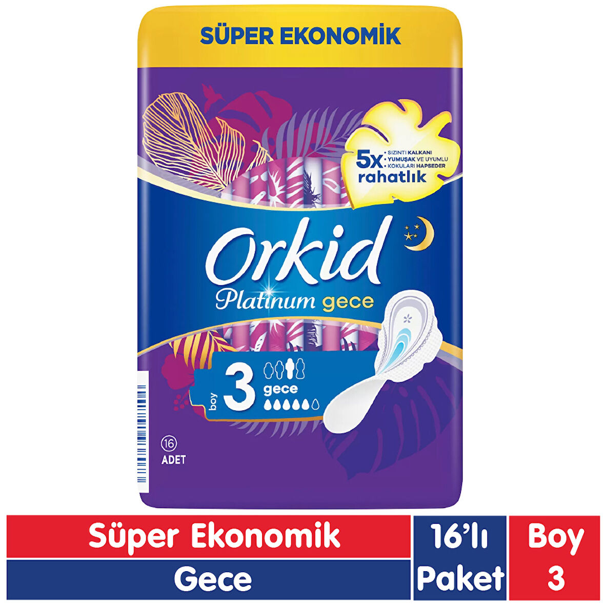 Orkid Platinum Süper Ekonomik Ped Gece 16 Adet