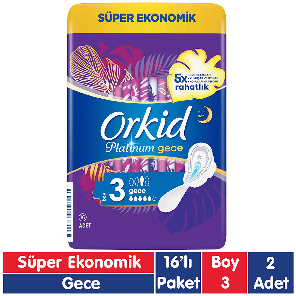 Orkid Platinum Süper Ekonomik Ped Gece 16x2 32 Adet