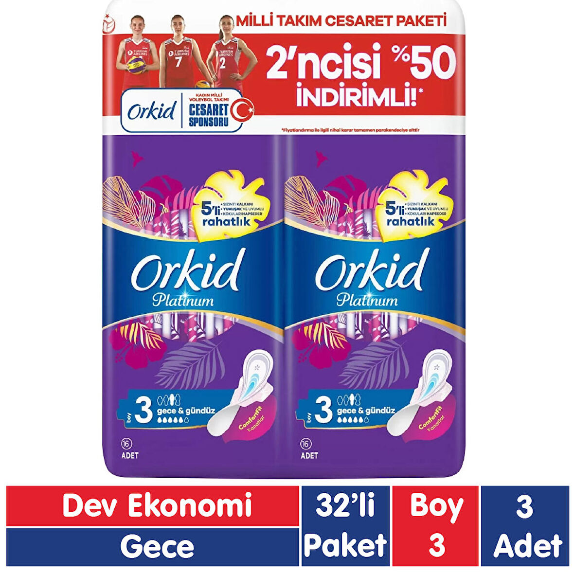 Orkid Platinum Gece Gündüz Ped 32x3 96 Adet