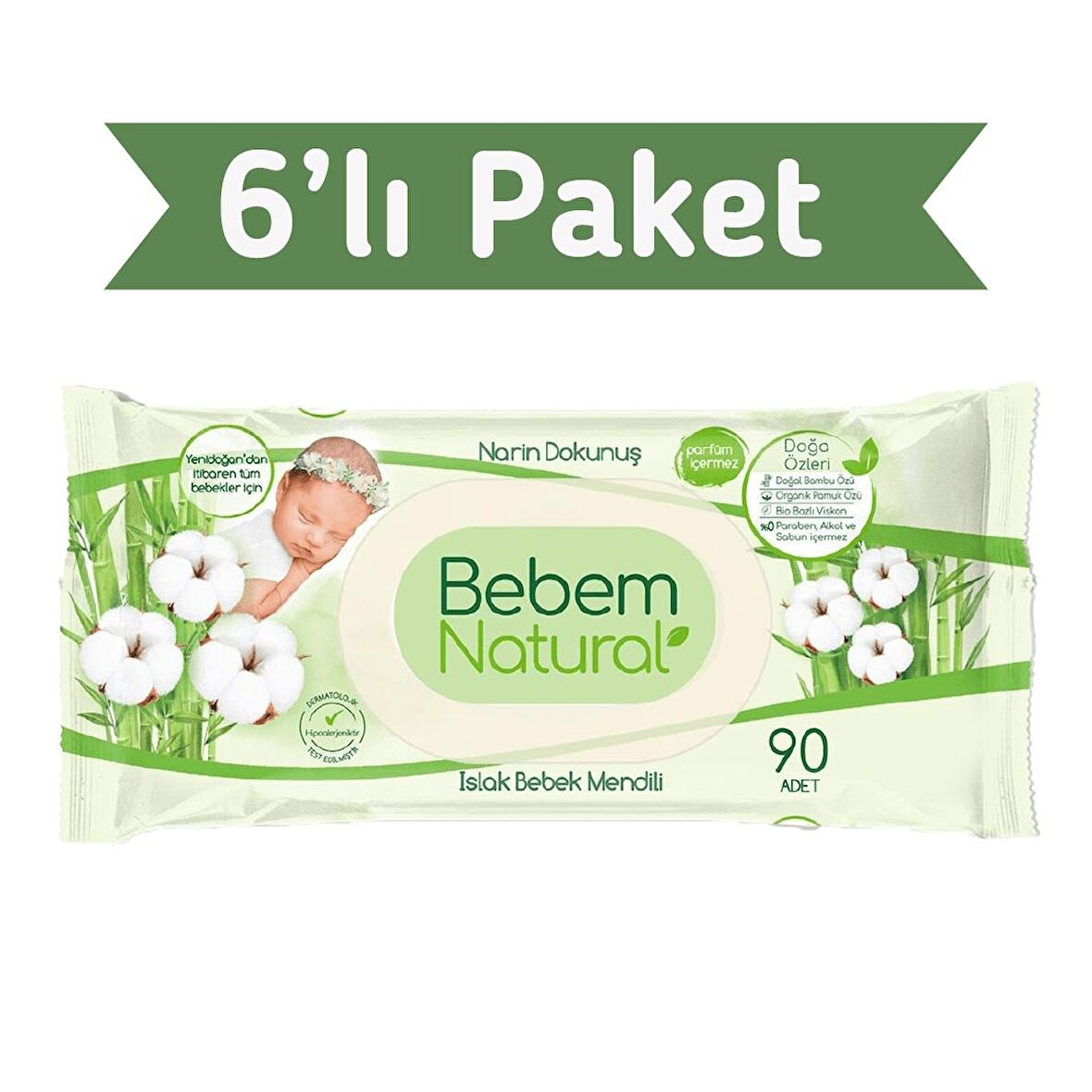 Bebem Natural Islak Havlu Mendil 90x6 540 Yaprak