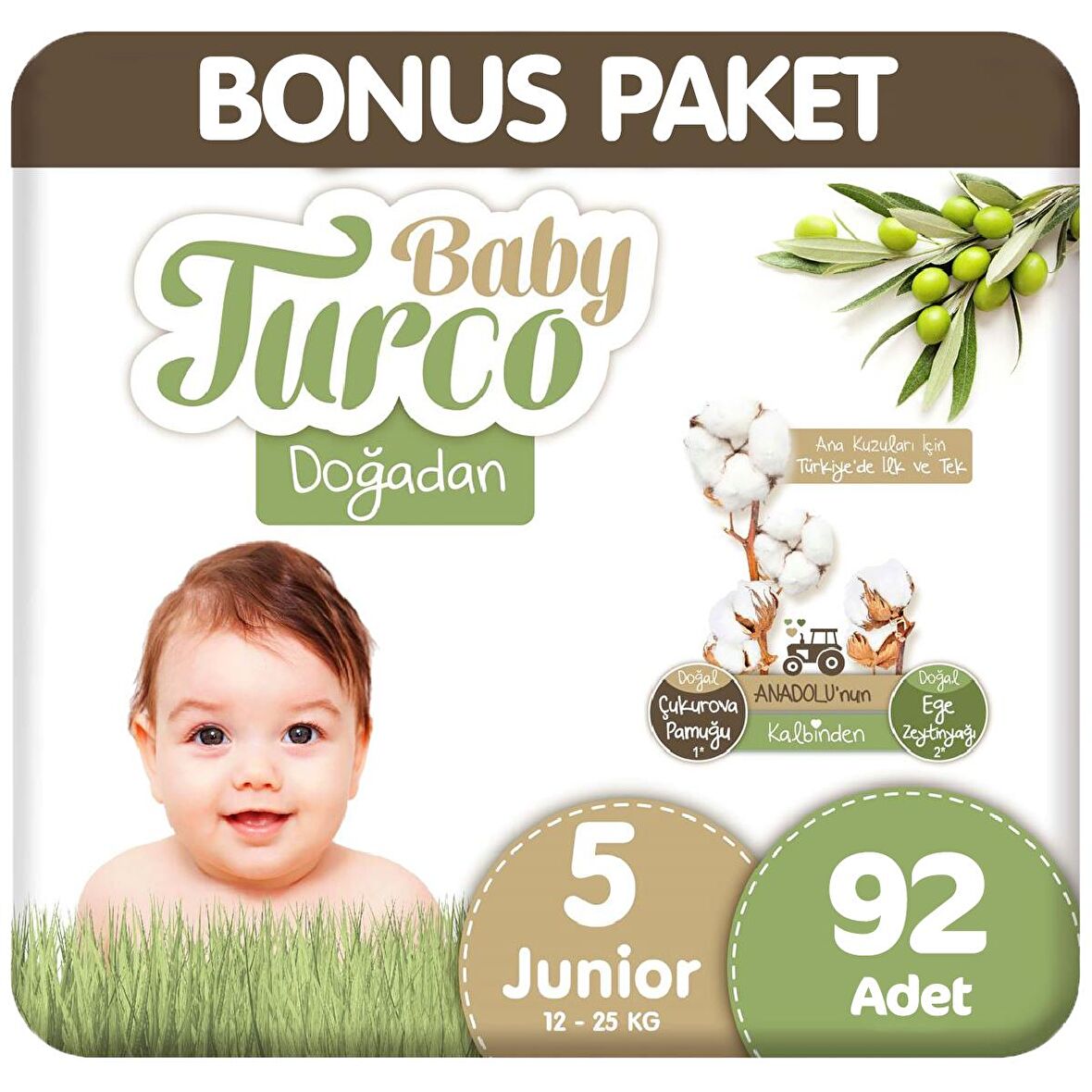 Baby Turco Doğadan 5 Numara Junior 92'li Bel Bantlı Bez