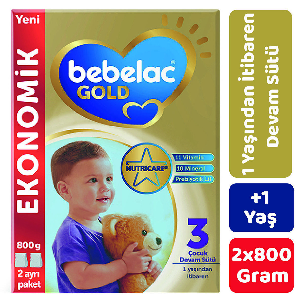 Bebelac Gold 3 Çocuk Devam Sütü 800 gr 2'li Paket