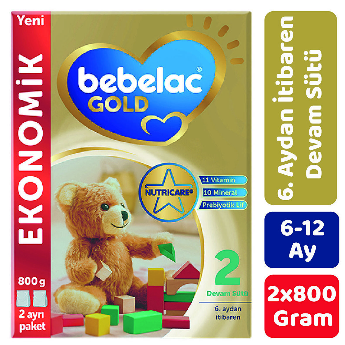 Bebelac Gold 2 Çocuk Devam Sütü 800 gr 2'li Paket