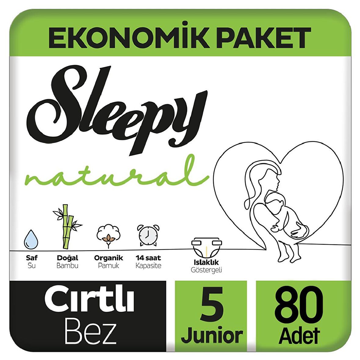 Sleepy Natural Bebek Bezi Ekonomik Paket 5 Beden 40x2 80 Adet