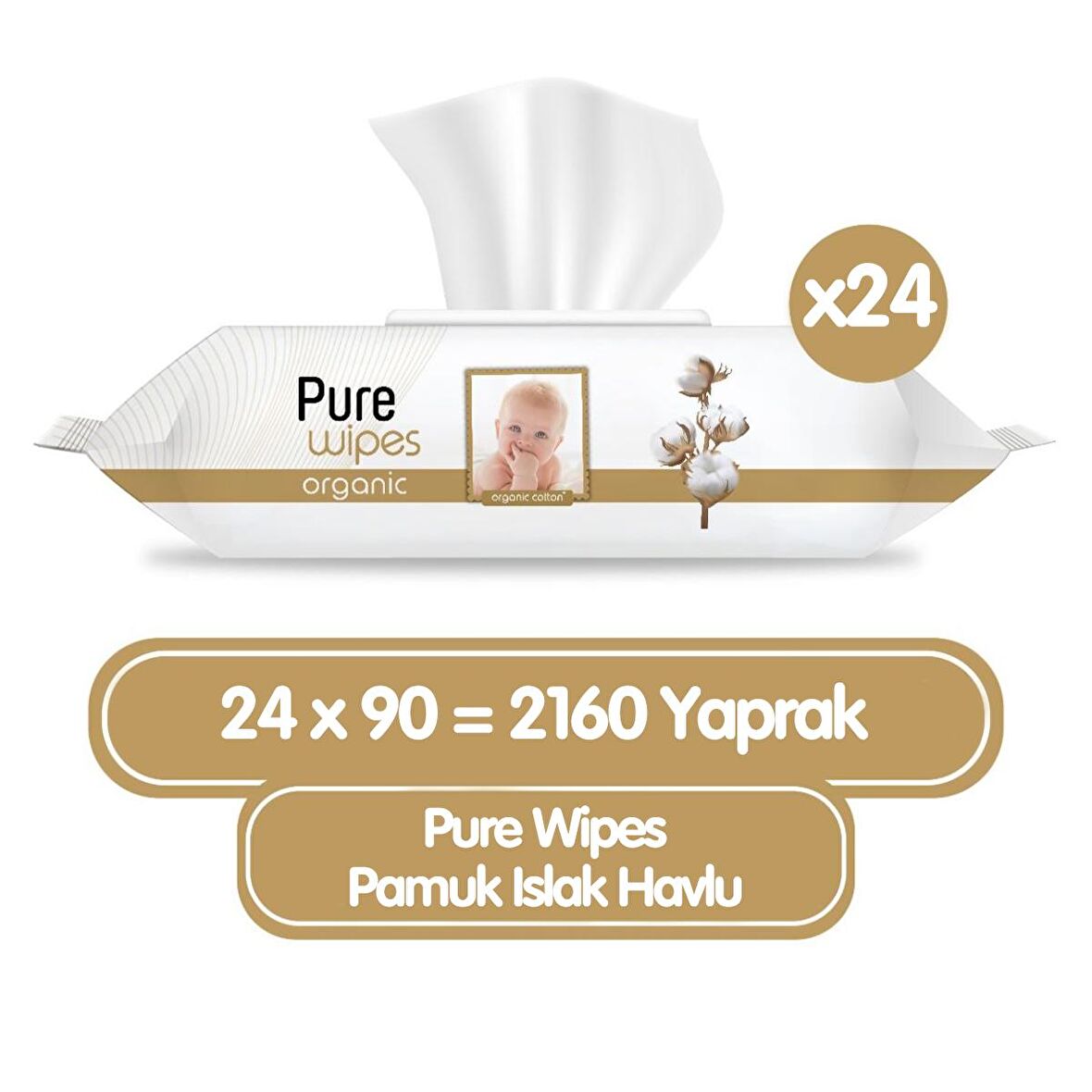 Pure Wipes Organik Islak Havlu Mendil 90x24 2160 Yaprak