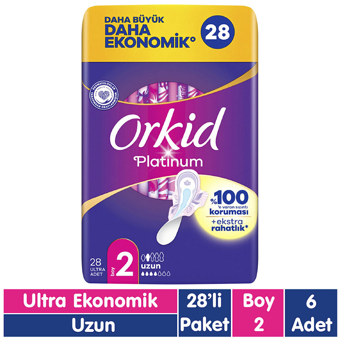 Orkid Platinum Uzun Ped 28x6 168 Adet