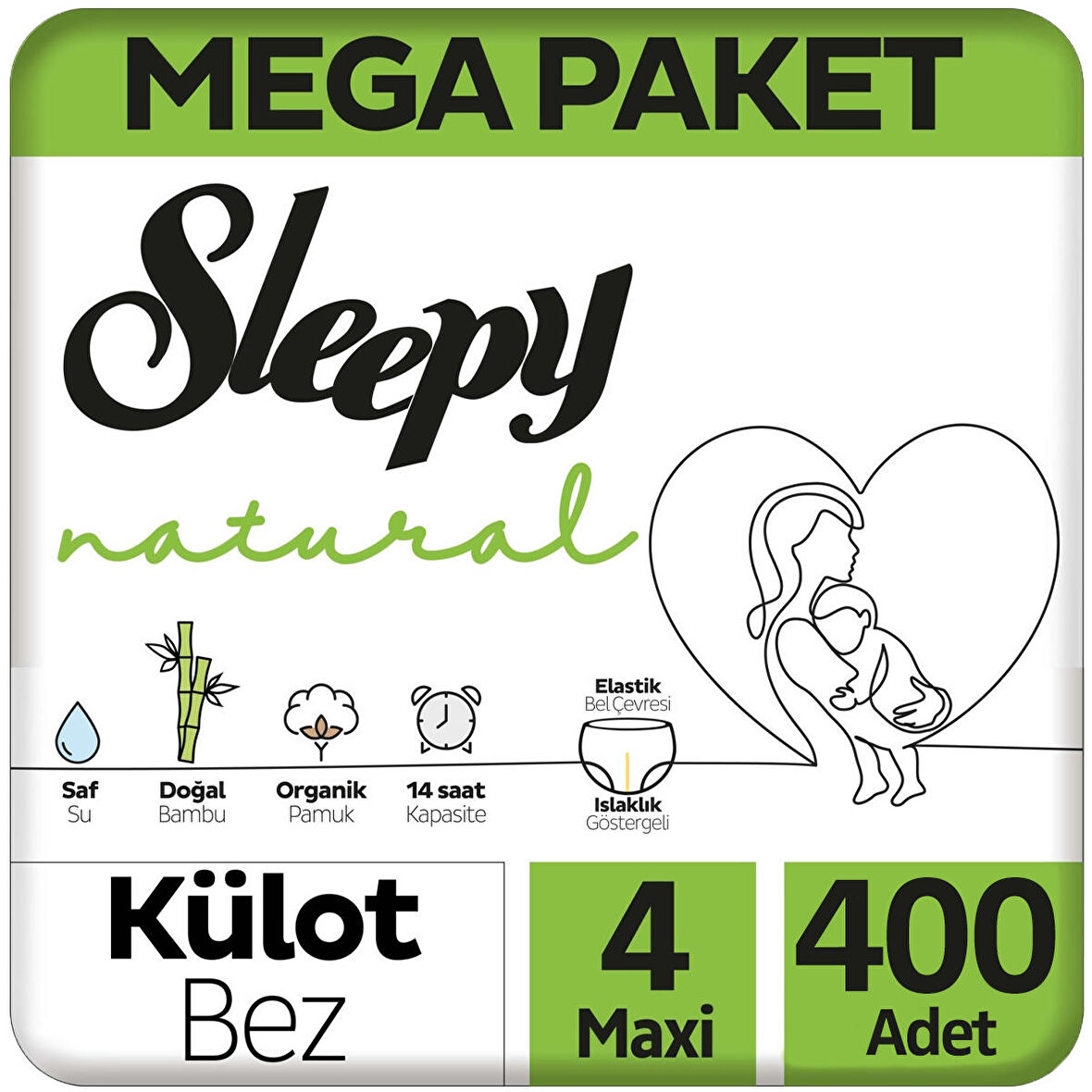 Sleepy Natural Külot Bebek Bezi Mega Paket 4 Beden 100x4 400 Adet